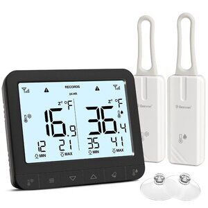 Digital Refrigerator Freezer Thermometer w/Alarm, Low Battery Warning-NIB-Geevon